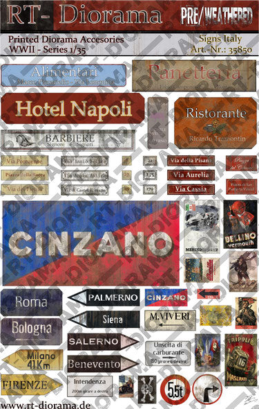 RT DIORAMA 35850 1/35 Printed Accessories: Signs Italy