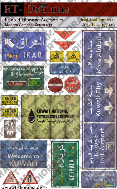 RT DIORAMA 35732 1/35 Printed Accessories: Iraqi road signs Set No.1