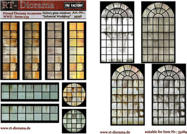 RT DIORAMA 35756 1/35 Printed Accessories: Factory glass windows "Industrial workshop"