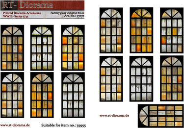 RT DIORAMA 35737 1/35 Printed Accessories: Factory glass windows No.11