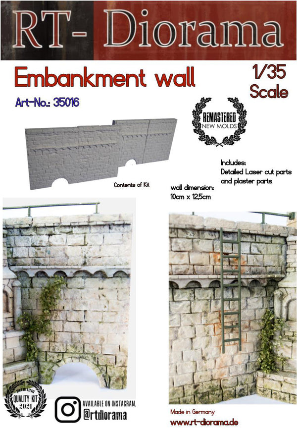 RT DIORAMA 35016 1/35 Embankment Wall (4pcs) (Upgraded Ceramic Version)