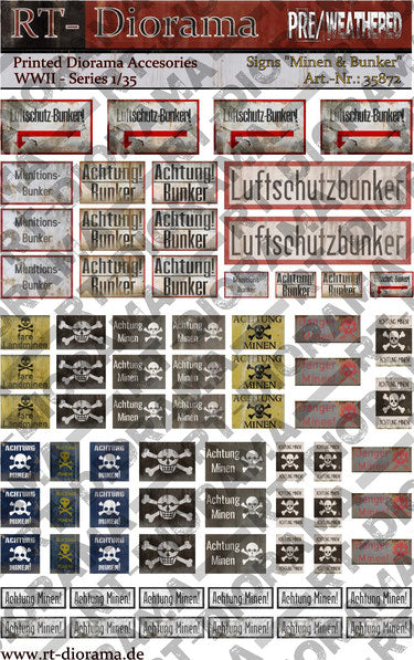 RT DIORAMA 35872 1/35 Printed Accessories: "Achtung Minen"