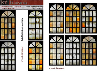 RT DIORAMA 35738 1/35 Printed Accessories: Factory glass windows No.10