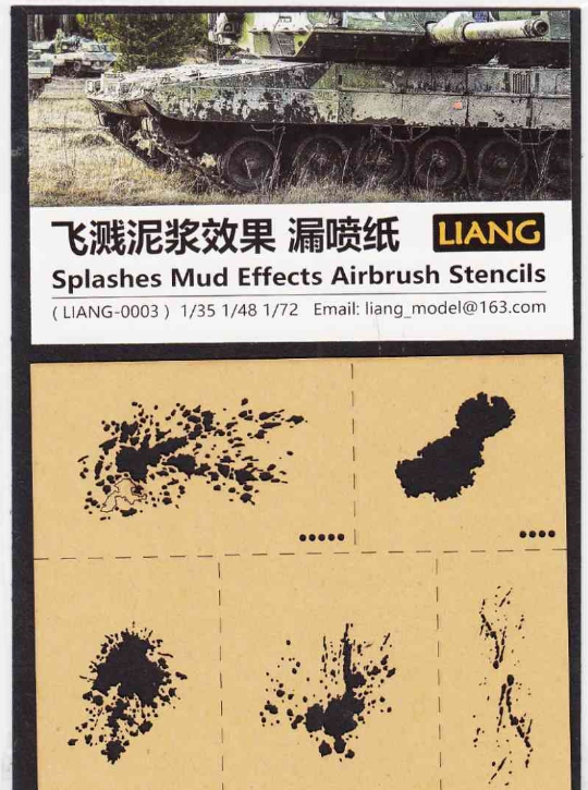 Liang Model 0003 Splashes & Mud Effects Airbrush Stencils