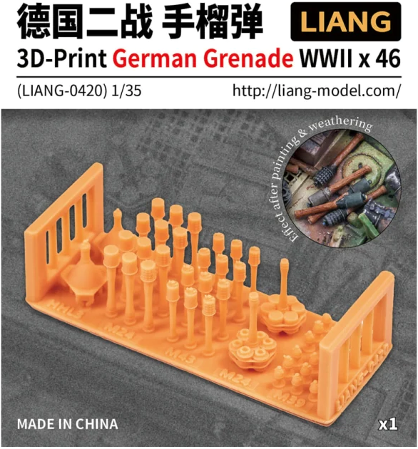 Liang Model 0420 1/35 3D-Print German Grenade WWII x 46