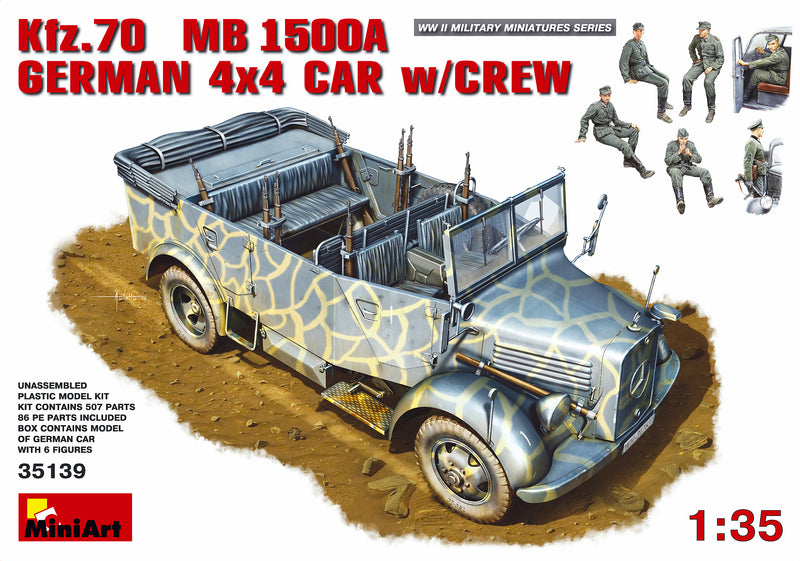 Miniart 35139 1/35 Kfz.70 (MB 1500A) German 4x4 Car w/ Crew