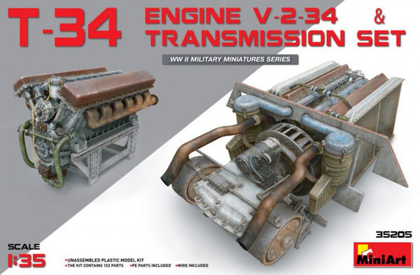 MiniArt 35205 1/35 T-34 Engine (V-2-34) & Transmission Set