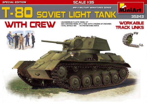 MiniArt 35243 1/35 T-80 Soviet Light Tank w/Crew Special Edition