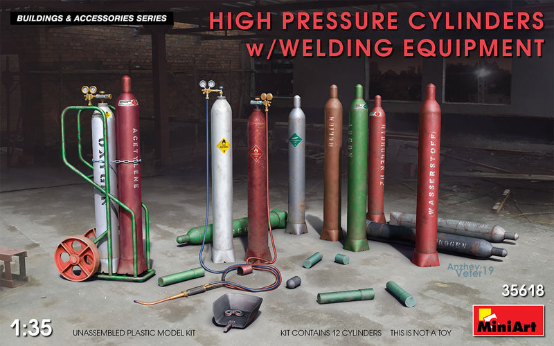 MiniArt 35618 1/35 High Pressure Cylinders w/ Welding Equiptment
