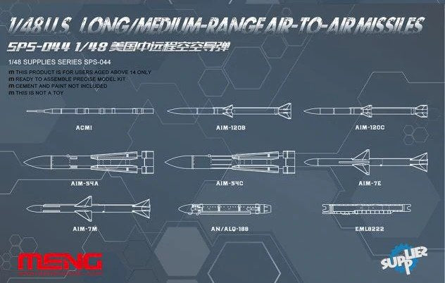 Meng SPS044 1/48 U.S. Long/Medium-Range Air-to-Air Missiles