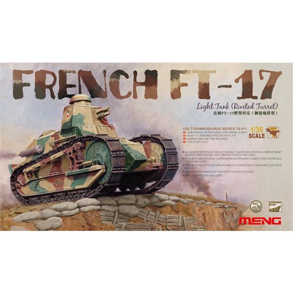 Meng TS011 1/35 French FT-17 Light Tank (Riveted Turret)