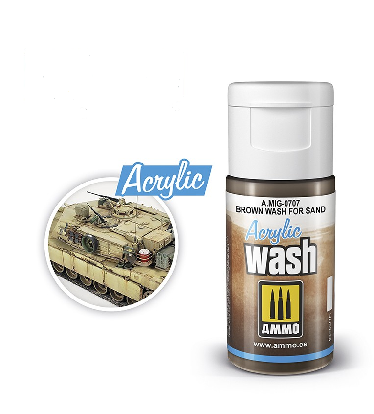 AMMO by Mig 707 Acrylic Wash Brown Wash for Sand