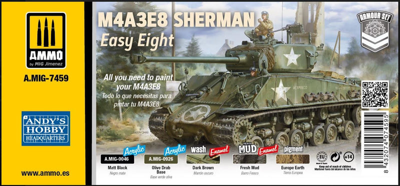 Andy's Hobby Headquarters 7459  M4A3E8 Sherman Paint and Weathering Starter Set