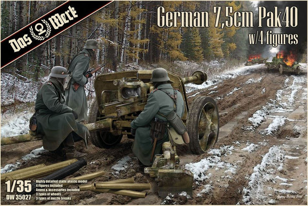 Das Werk 35027 1/35 German 7,5cm Pak40 with 4 Figures