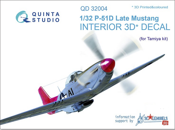 Quinta Studio 32004 1/32 P-51D (Late) 3D-Printed & Colored Interior on Decal Paper (for Tamiya Kit)