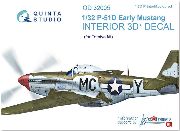 Quinta Studio 32005 1/32 P-51D (Early) 3D-Printed & Colored Interior on Decal Paper (for Tamiya Kit)