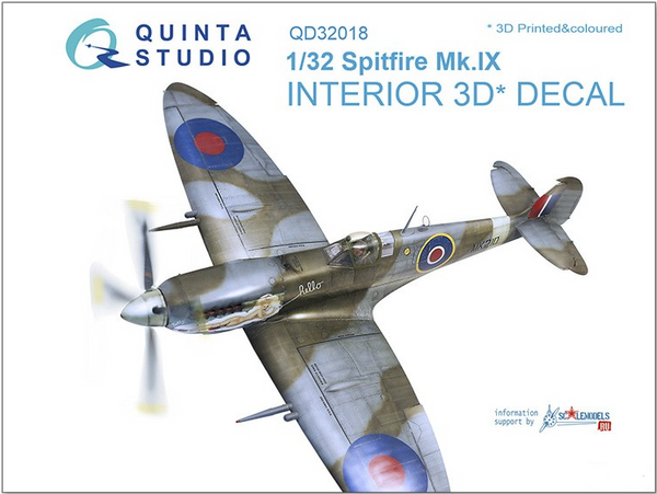 Quinta Studio 32018 1/32 Spitfire Mk.IX 3D-Printed & Colored Interior on Decal Paper (for Tamiya Kit)