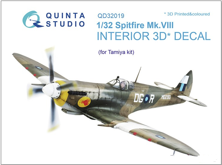 Quinta Studio 32019 1/32 Spitfire Mk.VIII 3D-Printed & Colored Interior on Decal Paper (for Tamiya Kit)