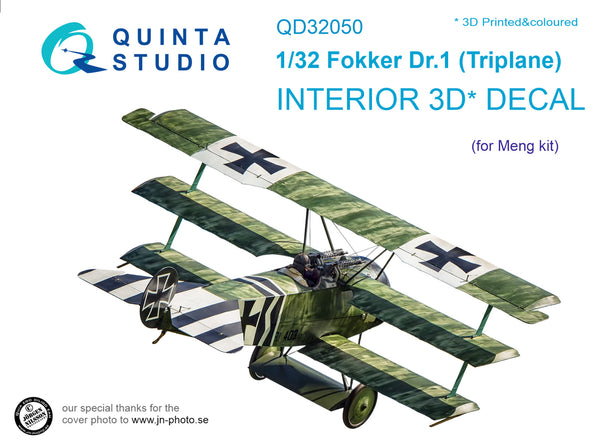 Quinta Studio 32050 1/32 Fokker Dr. 1 3D-Printed & Colored Interior on Decal paper (for Meng kit)