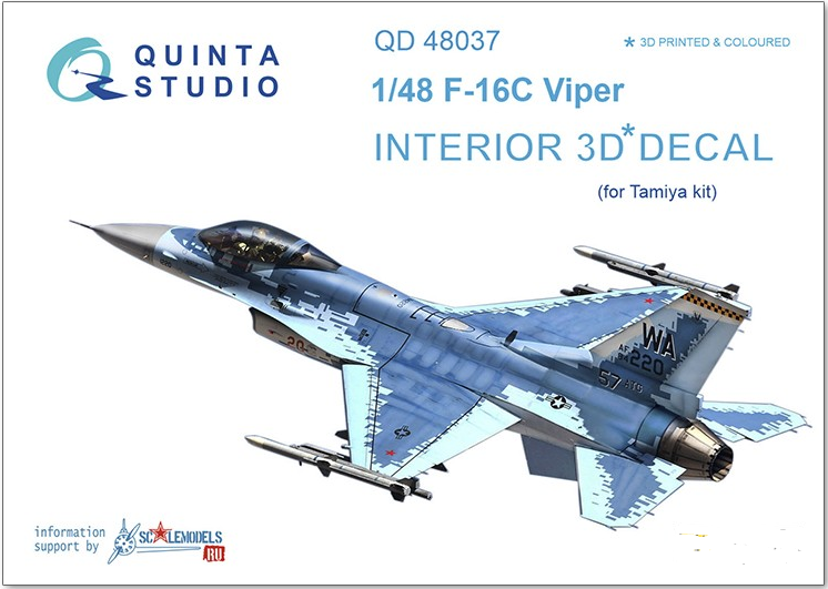 Quinta Studio 48037 1/48 F-16C 3D-Printed & Colored Interior on Decal Paper (for Tamiya kit)
