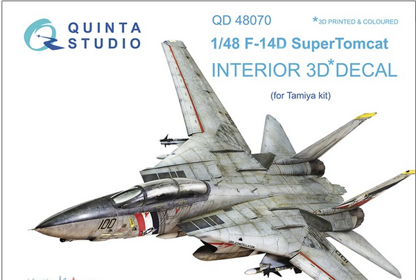 Quinta Studio 48070 1/48 F-14D 3D-Printed & Colored Interior on Decal Paper (for Tamiya kit)