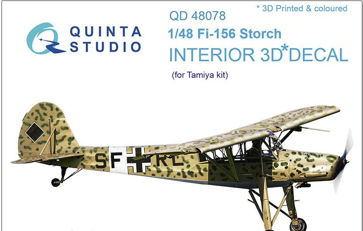 Quinta Studio 48078 1/48 Fi-156 3D-Printed & Colored Interior on Decal Paper (for Tamiya kit)