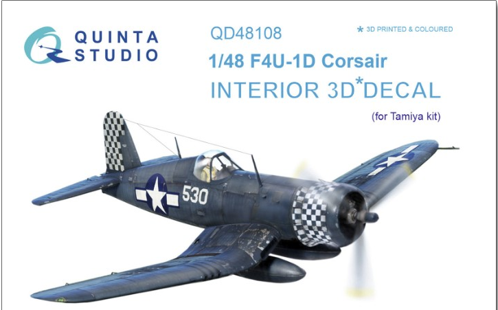 Quinta Studio 48108 1/48 F4U-1D 3D-Printed & Colored Interior on Decal Paper (for Tamiya kit)