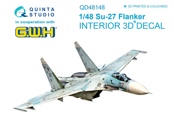 Quinta Studio 48148 1/48 Su-27 3D-Printed & Colored Interior on Decal Paper (for GWH kit)