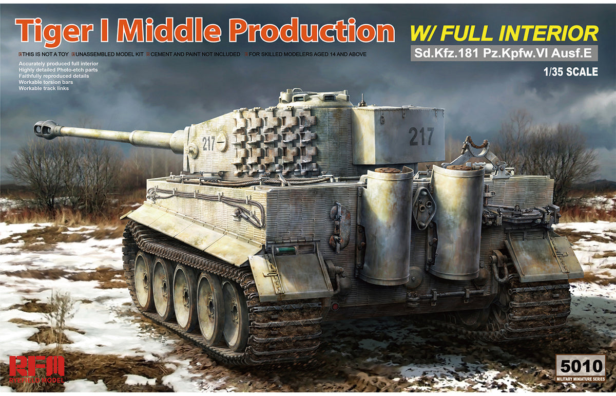 Tiger I Middle Production 1/35 フルインテリア付き Rye Field Model 5010 1/35 Tiger I, Mid Production with Full Interior