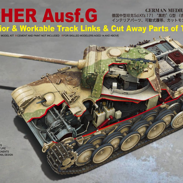 PANTHER Ausf.G 1/35 スケール キット RM-5016 Panther Ausf. G Early/ Late version w/ Full Interior Rye Field