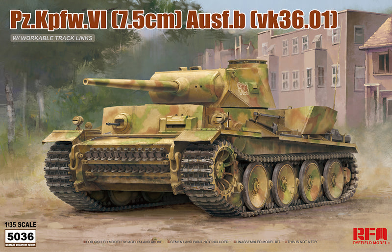 Rye Field Model 5036 1/35 Pz.kpfw.VI Ausf. B (VK36.01) w/ Workable Track Links