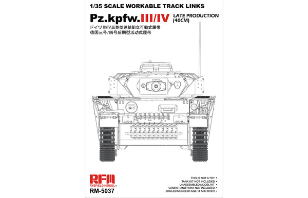 Rye Field Model 5037 1/35 Workable Track Links for Pz.III/IV Late Production (40cm)