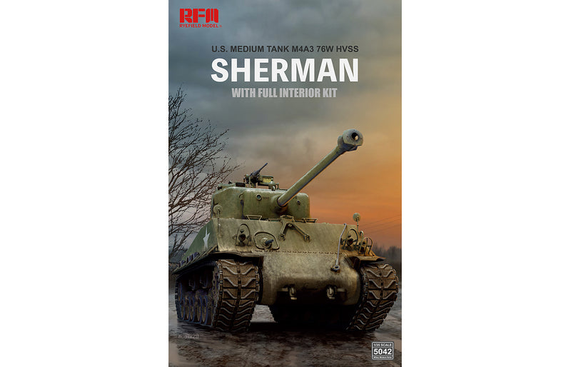 Rye Field Model 5042 1/35  M4A3 76W HVSS Sherman w/Full Interior & Workable Track Links
