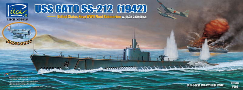 Riich 20001 1/200 SS Gato SS-212 Fleet Submarine 1942