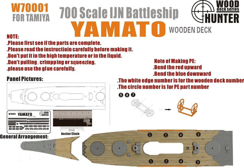 FlyHawk W70001 1/700 WWII IJN Battleship Yamato Wooden Deck