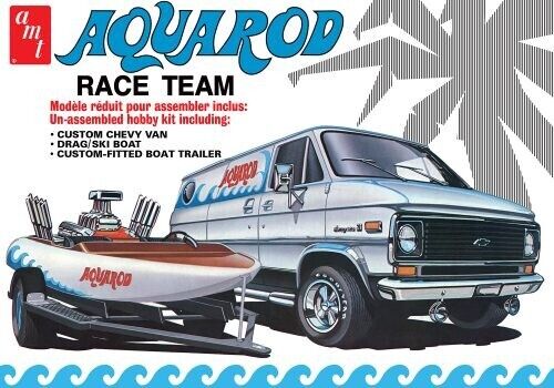AMT 1338 1/25 Aqua Rod Race 75' Chevy Van Race Boat Trailer