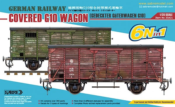 Sabre 35A01 1/35 German Railway Covered G10 Wagon (6in1)