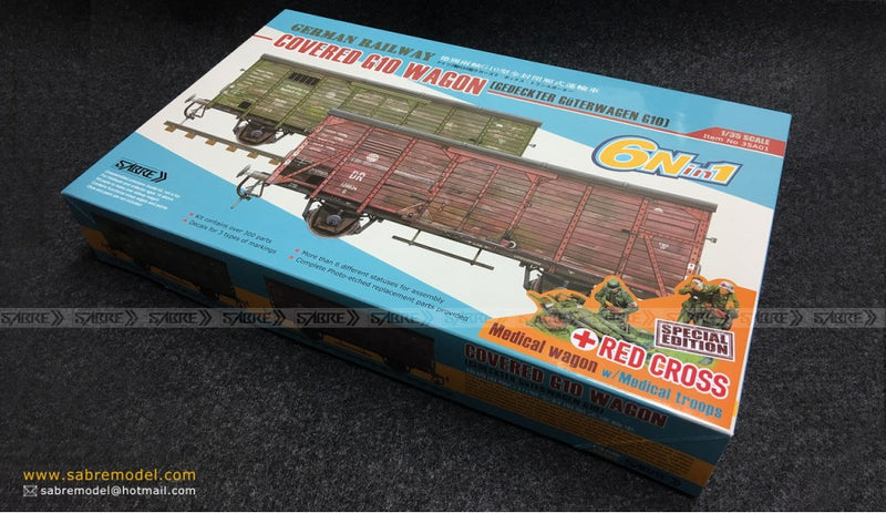 Sabre 35A01RCSP 1/35 German Railway Covered G10 Wagon (6in1) - Red Cross Edition