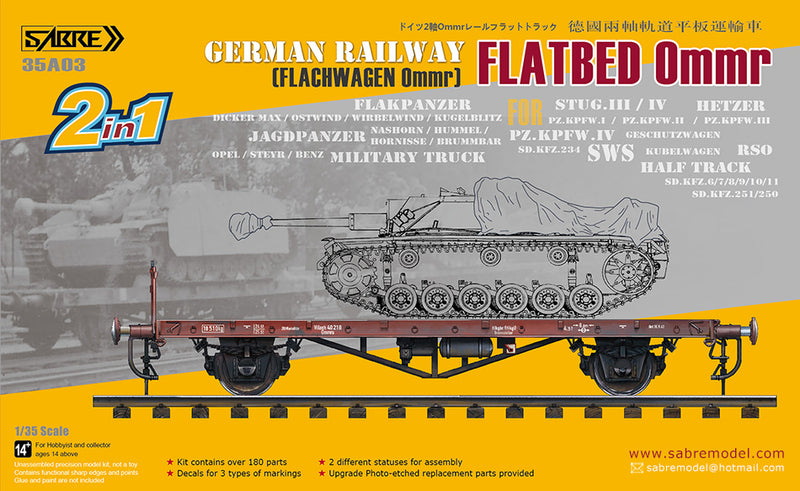Sabre 35A03 1/35  German Railway Flatbed Ommr (2 in 1)