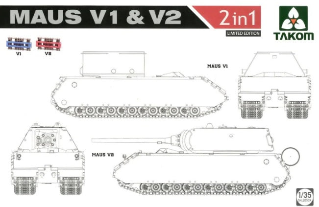 Takom 2050X 1/35 Maus V1 & V2 2 in 1 - Limited Edition