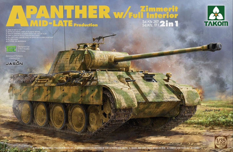 Takom 2100 1/35 Panther Ausf.A mid/late full Interior, Zimmerit