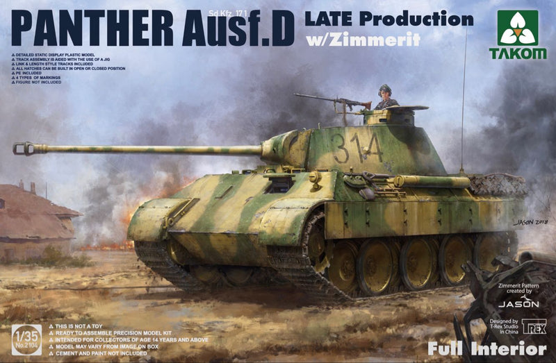 Takom 2104 1/35 Panther Ausf.D Late Production with Zimmerit