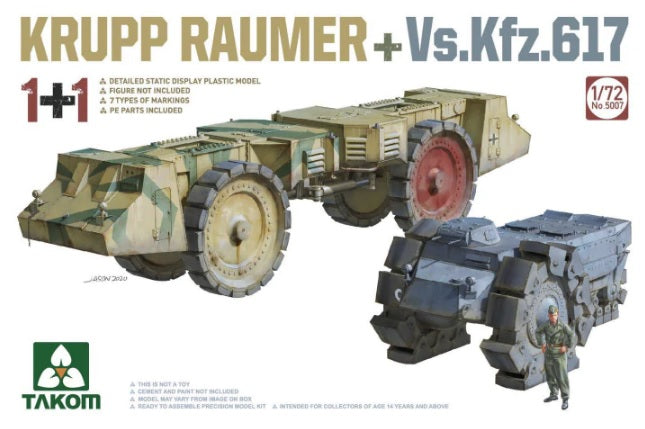 Takom 5007 1/72 Krupp Raumer + Vs.Kfz.617- 2 Kits Combo