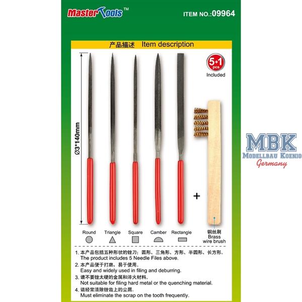 Master Tools 09964 Assorted Needle Files Set (Middle-Toothed)-3x140mm