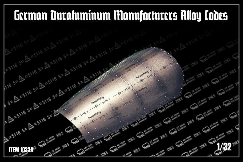 USCHI Van Der Rosten UV1033A 1/32 German Dialuminium Manufacturer Alloy Codes MINI