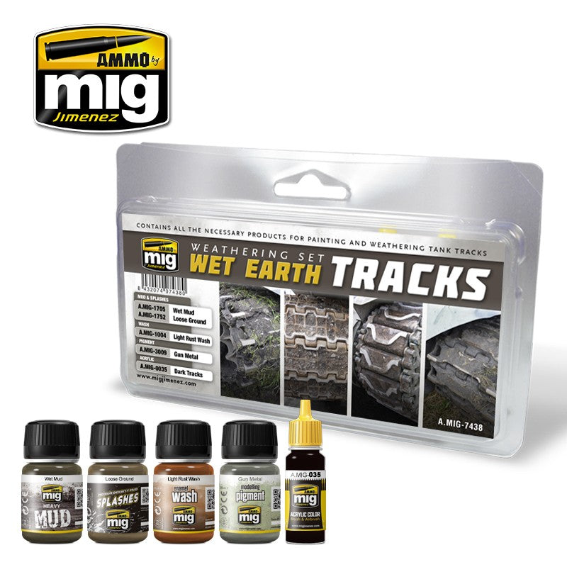 Ammo Mig 7470 Depot Areas & Sludge Tracks - Set D'usure Pour Maquettes Ammo Mig 7470 Depot Areas & Sludge Tracks - Set D'usure Pour Maquettes
