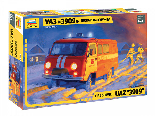 Zvezda 43001 1/43 UAZ 3909 Firefighter Car